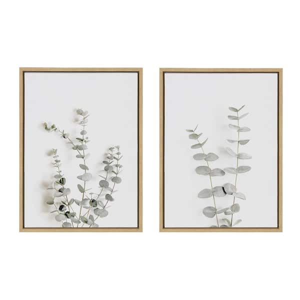 Kate and Laurel Neutral Botanical Print No. 3, 4 by Creative Bunch Studio Framed Nature Canvas Wall Art Print 24 in. x 18 in. (Set of 2)
