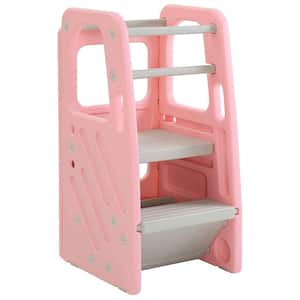 2.88 ft. Reach Children's Plastic Learning Stool with 3 Adjustable Heights, Pink