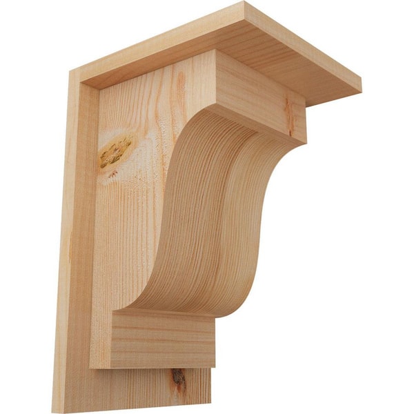Ekena Millwork 7-1/2 in. x 8 in. x 12 in. Douglas Fir Newport Smooth Corbel with Backplate