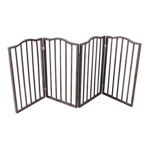 72.4 x 31.9 in. Foldable Gray Wood Freestanding Dog Pen Barrier for Indoor Use