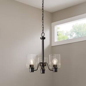 Castleford 3-Light Satin Bronze Chandelier with Clear Glass Shades