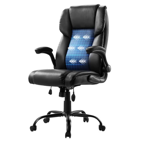 SKYSHALO Executive Office Chair with Lumbar Support, 300 lbs. Capacity Office Chair with Flip-up Armrests and Lumbar Pillow Metal