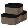 Afoxsos Cotton Rope Square Basket with Handles for Shelves, Dog Toy Shoe Basket for Organizing Set of 3, Black SNPH039IN300