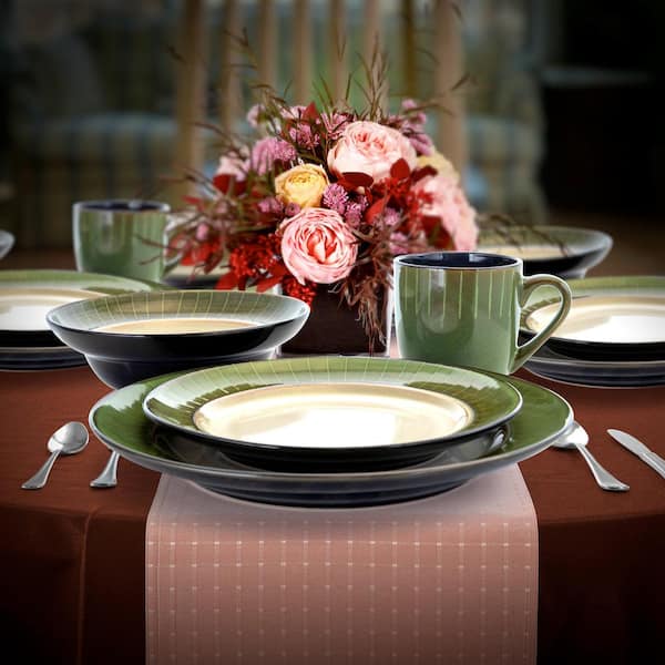 Grand 16-Piece Modern Jade Stoneware Dinnerware Set (Service for 4)