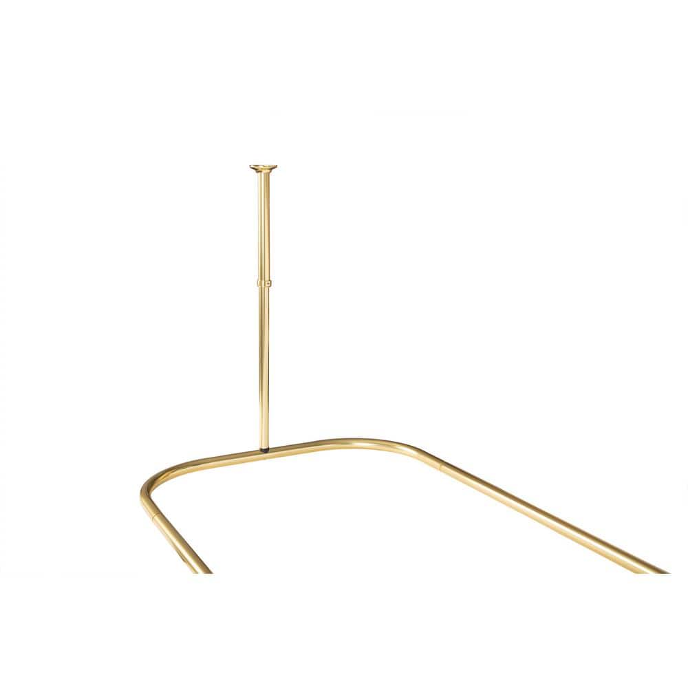 Gold Aluminum D-Shaped Ceiling Mounted Shower Curtain Rod Set