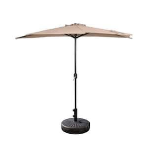 Fiji 9 ft. Market Half Patio Umbrella with Bronze Round Base in Beige