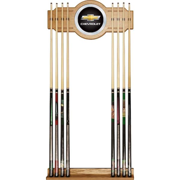 Trademark Chevrolet 30 in. Wooden Billiard Cue Rack with Mirror