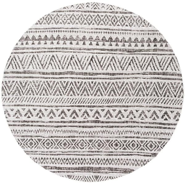 Eartha Charcoal 6 ft. 7 in. Round Indoor/Outdoor Area Rug