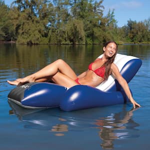 Inflatable Floating Lounge Pool Recliner Lounger Chair with Cup Holders