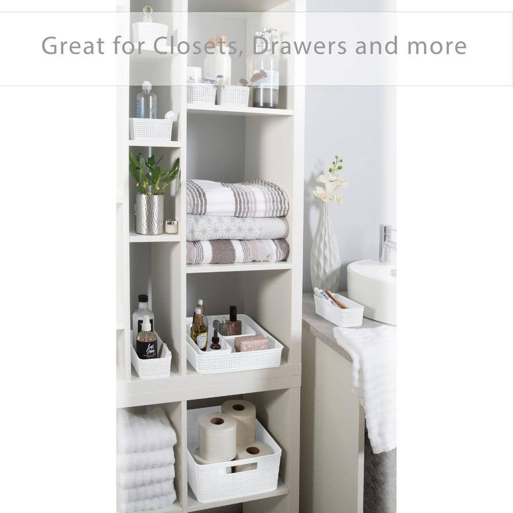 White Plastic Multipurpose Drawer Organizer Set, 10-Pack