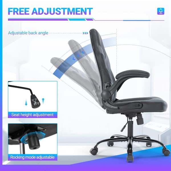 Gray S-Shaped Upholstery Backrest Ergonomic Gaming Chair w/Flip-Up Armrests,Strong Metal Base and 3D Adjustable Height
