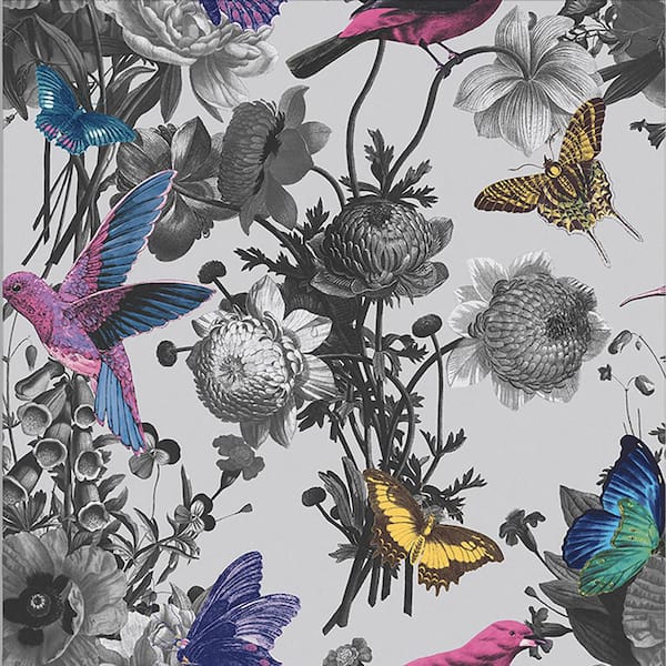 Graham & Brown Jardin Grey Removable Wallpaper Sample