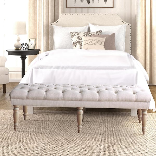 Layla Natural 64.25 in. Bedroom Bench Backless with Tufting