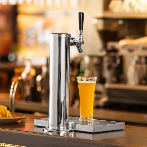 Kegerator Tower Kit, Single Tap Beer Conversion Kit, Stainless Steel Keg Beer Tower Dispenser with D-System Keg Coupler