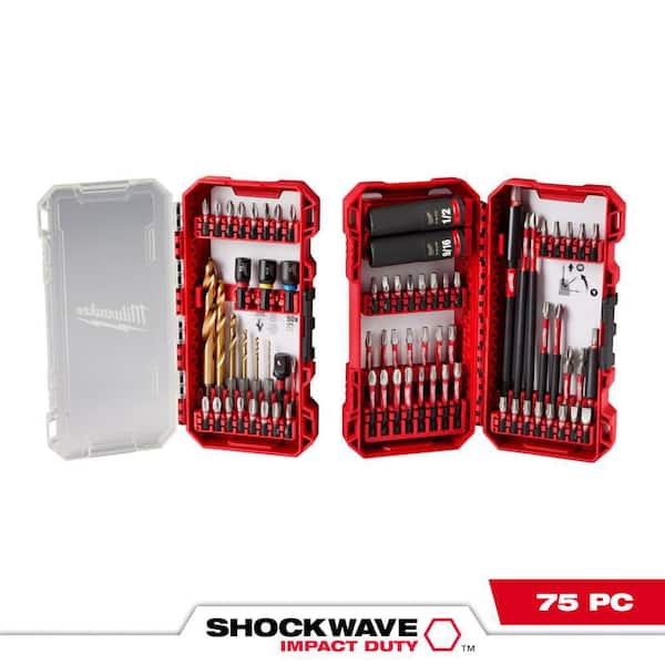Milwaukee SHOCKWAVE Impact Duty Alloy Steel Drill, Drive and Fastening Bit Set with PACKOUT Accessory Case (75-Piece)