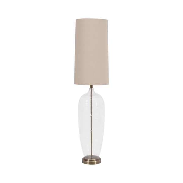 Liv & Skye 50 in. Clear Glass Bottle Table Lamp with Metal Base