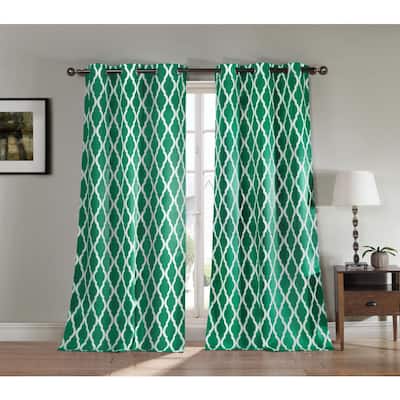 Emerald Geometric Thermal Blackout Curtain - 38 in. W x 112 in. L (Set of 2)