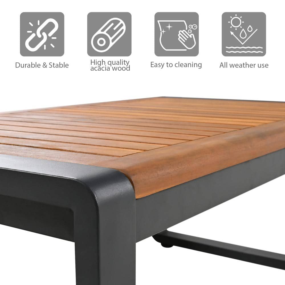 Product features: durable, high-quality acacia wood, easy to clean, all-weather use.
