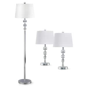 Taranto 61 in. H Chrome Crystal Balls Table and Floor Lamps (3-Pieces Set)