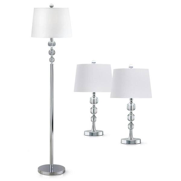 H Chrome Crystal Table, Matching Table And Floor Lamp Sets
