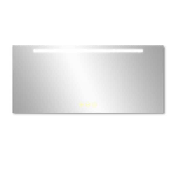 Satico 54 in. W x 24 in. H Rectangular Frameless Anti-Fog Wall Mounted LED Light Bathroom Vanity Mirror in Silver