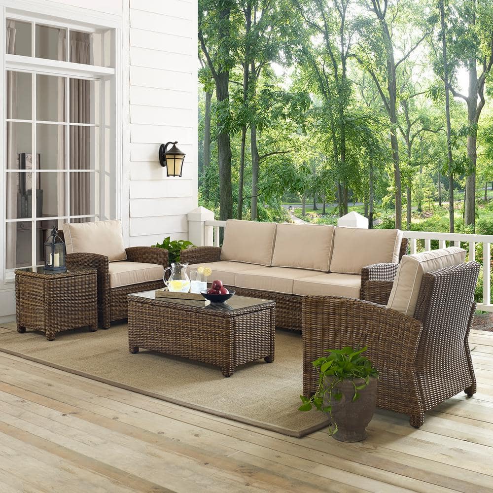 Bradenton 5-Piece Sand Cushion Wicker Outdoor Sofa Set