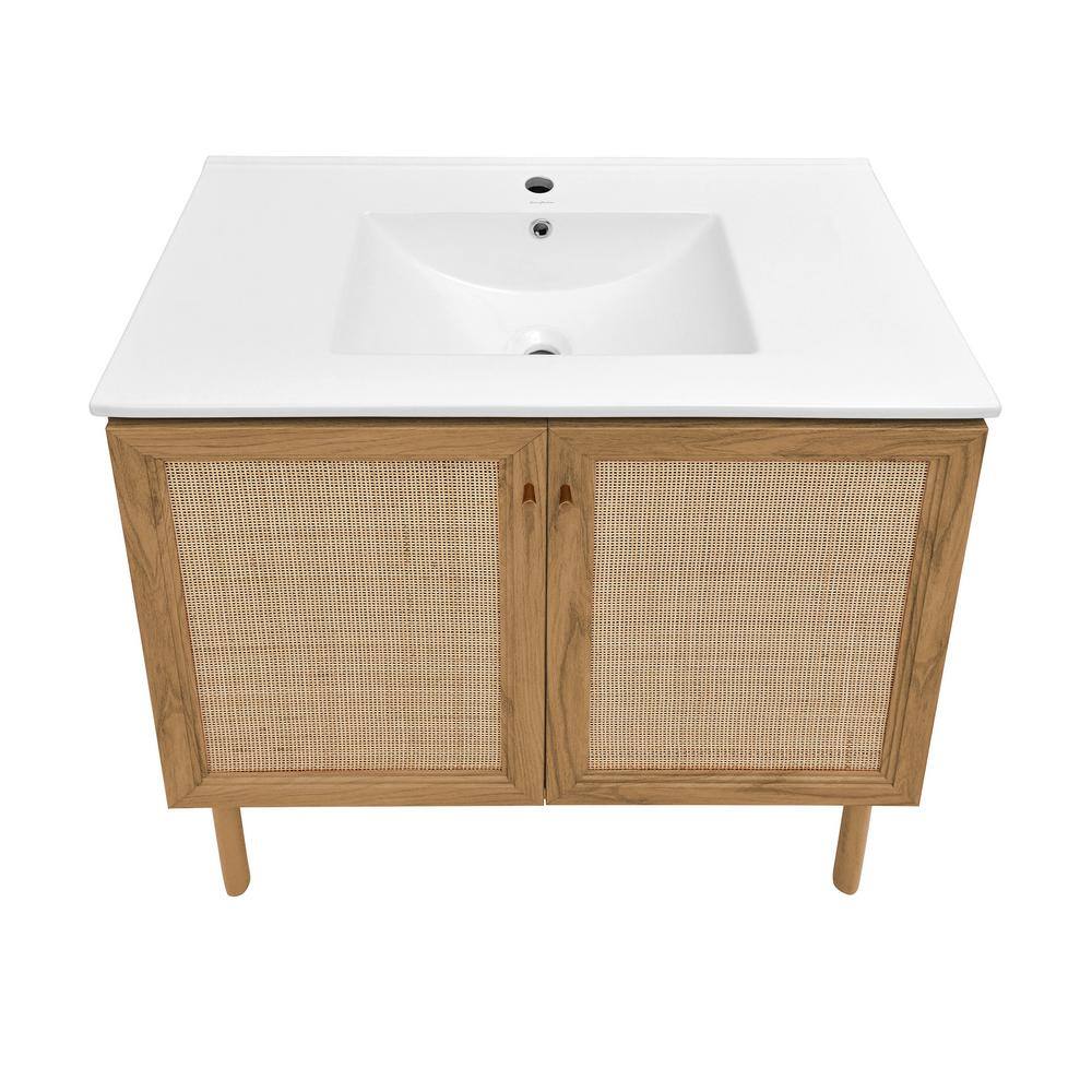 Classe 36" Oak Freestanding Bathroom Vanity with Mesh Doors