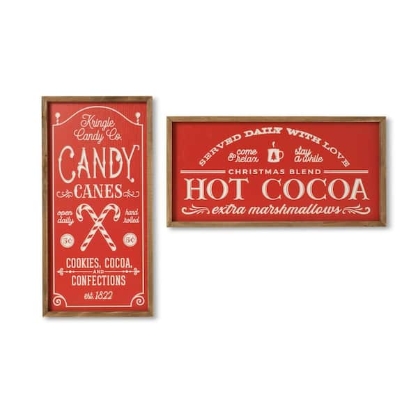 GERSON INTERNATIONAL 23.62 in. Wood and Metal Engraved Holiday Wall Signs (Set of 2)