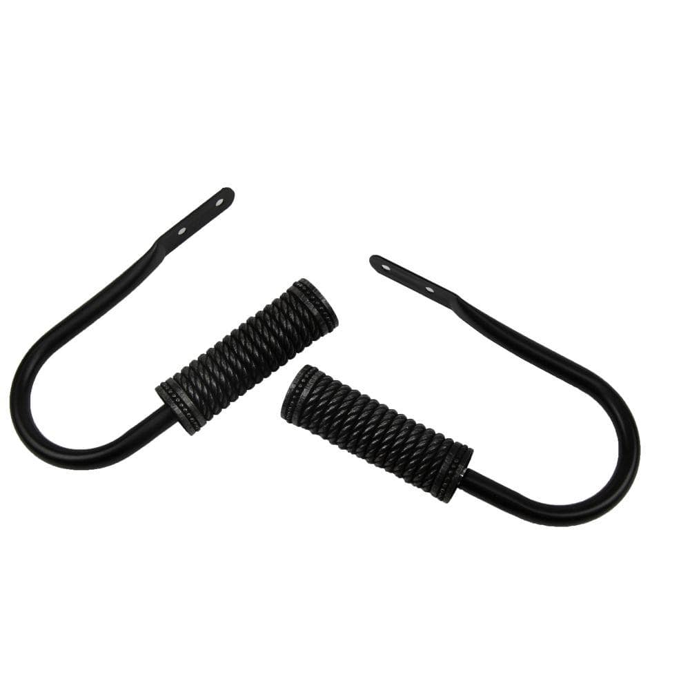 Rod Desyne Threaded Holdback Black Steel Hook Curtain Holdback (Set of 2) 4811032 The Home Depot