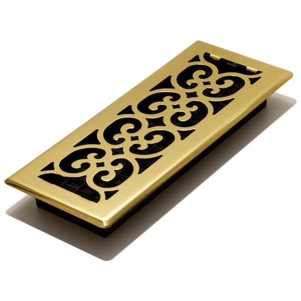 Decor Grates 4 in. x 12 in. Steel Floor Register in Brass