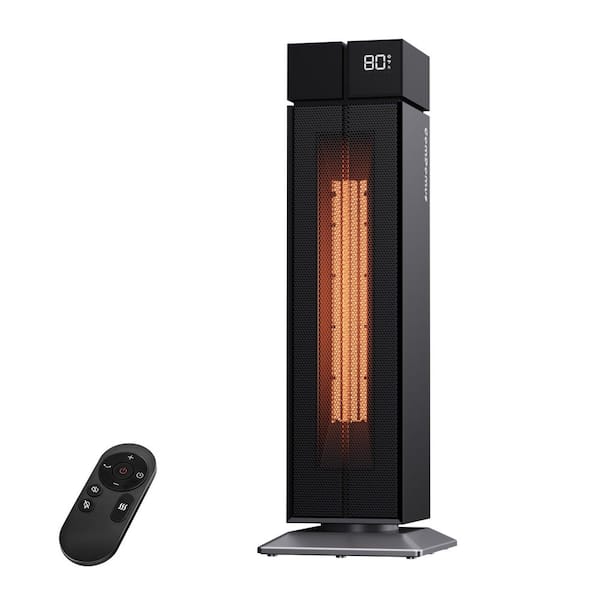 1500-Watt 25 in. Tower Ceramic Forced Air Electric Space Heater with Oscillation, 3-Heat, Thermostat, Remote for Bedroom