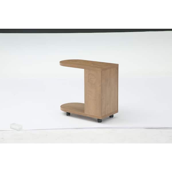 Kerlin 27.56" in. W Brown Rectangle Wood End Side C Table Set of 2 Modern Rolling Bedside Nightstand Living Room 2 pcs