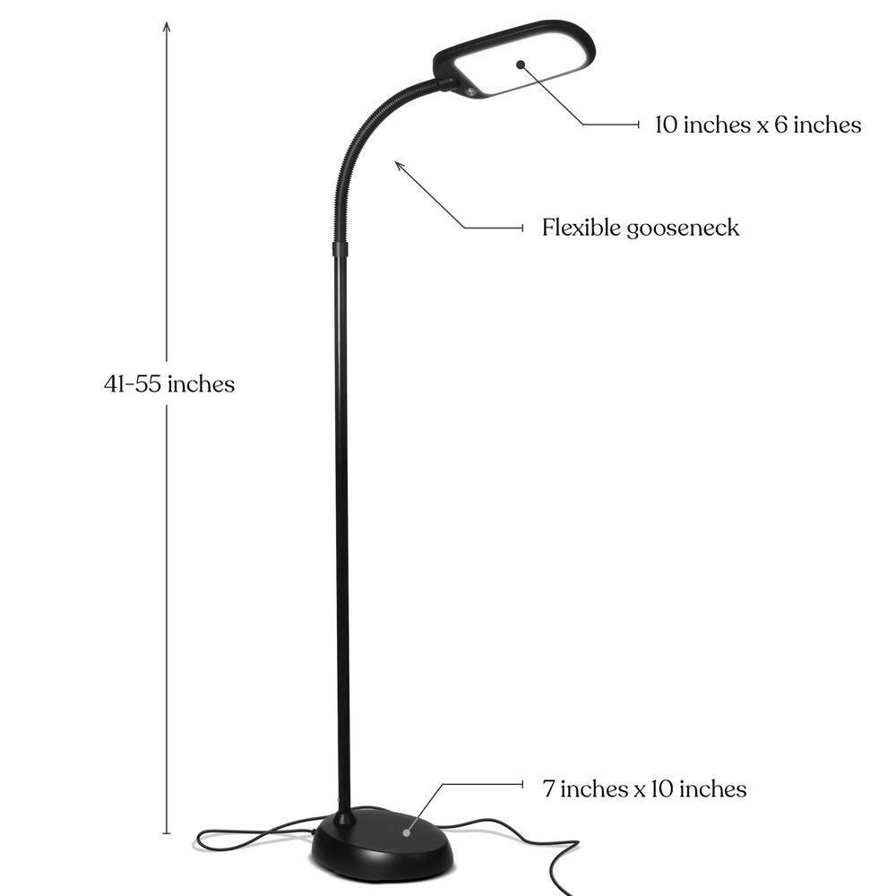 Jet Black Adjustable LED Floor Lamp with Gooseneck
