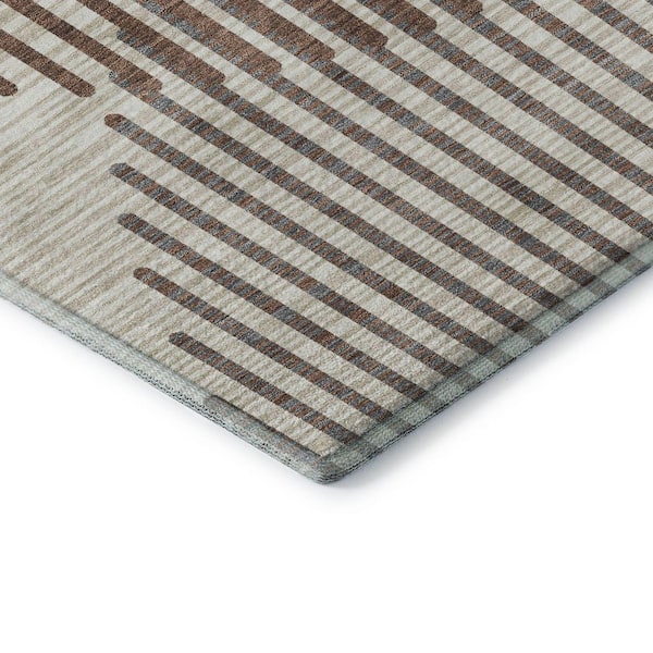 Mayfield Premium Machine Washable Abstract AMF1001 Brown 2 ft. 3 in. x 7 ft. 6 in. Runner Rug