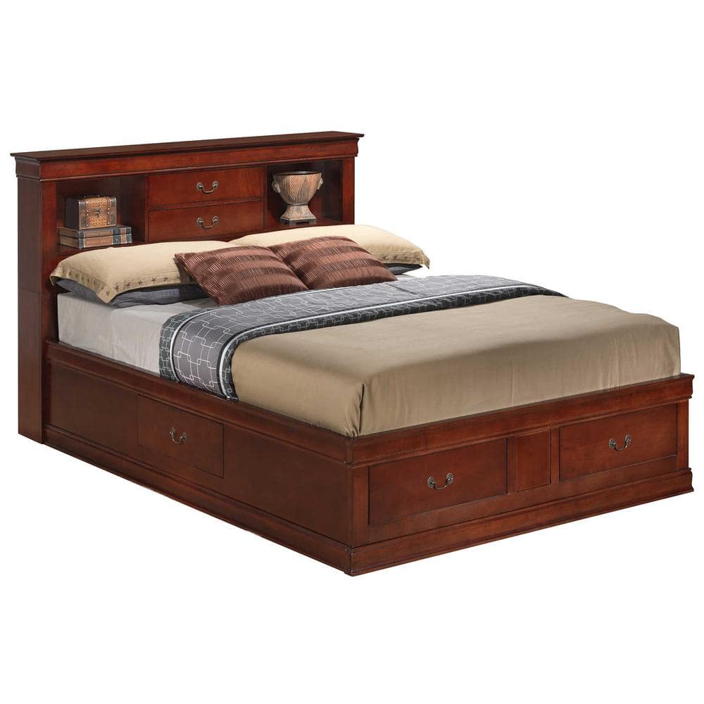 AndMakers Louis Philippe Gray King Sleigh Wood Bed with High Footboard  PF-G3105A-KB - The Home Depot