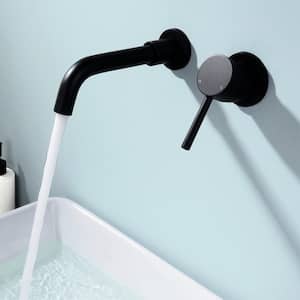Modern Single Handle Wall Mounted Bathroom Faucet in Black