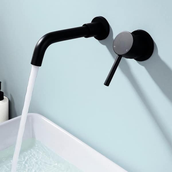 Nestfair Modern Single Handle Wall Mounted Bathroom Faucet in Black