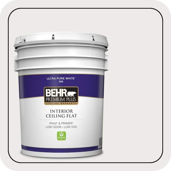 5 gal. #BL-W14 White Ceiling Flat Interior Paint & Primer