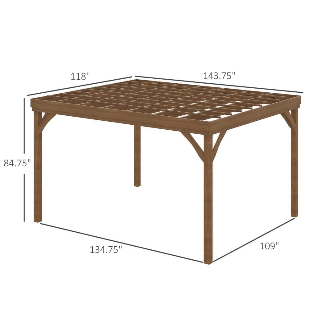 Outsunny 10' x 12' Brown Fir Wood Pergola Gazebo