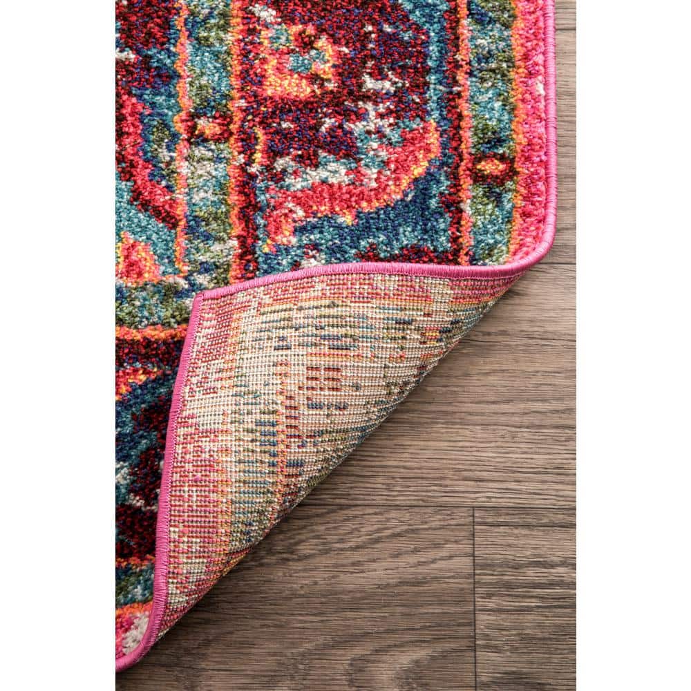 Multicolor Medallion Synthetic Easy Care Rug 62"x24"