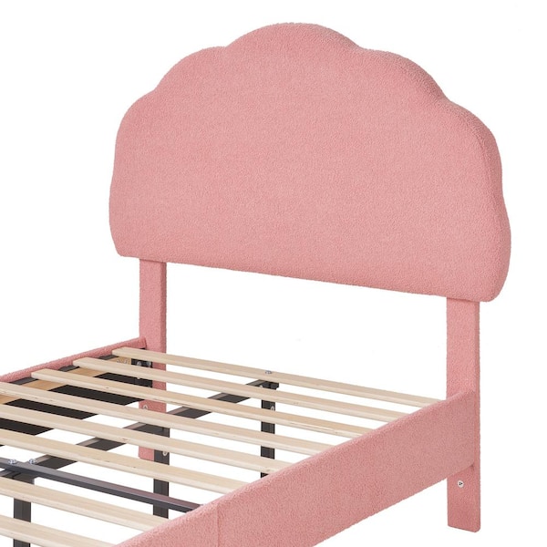 Amerlife Celeste Twin Bed Frame Velvet Upholstered Bed Cloud