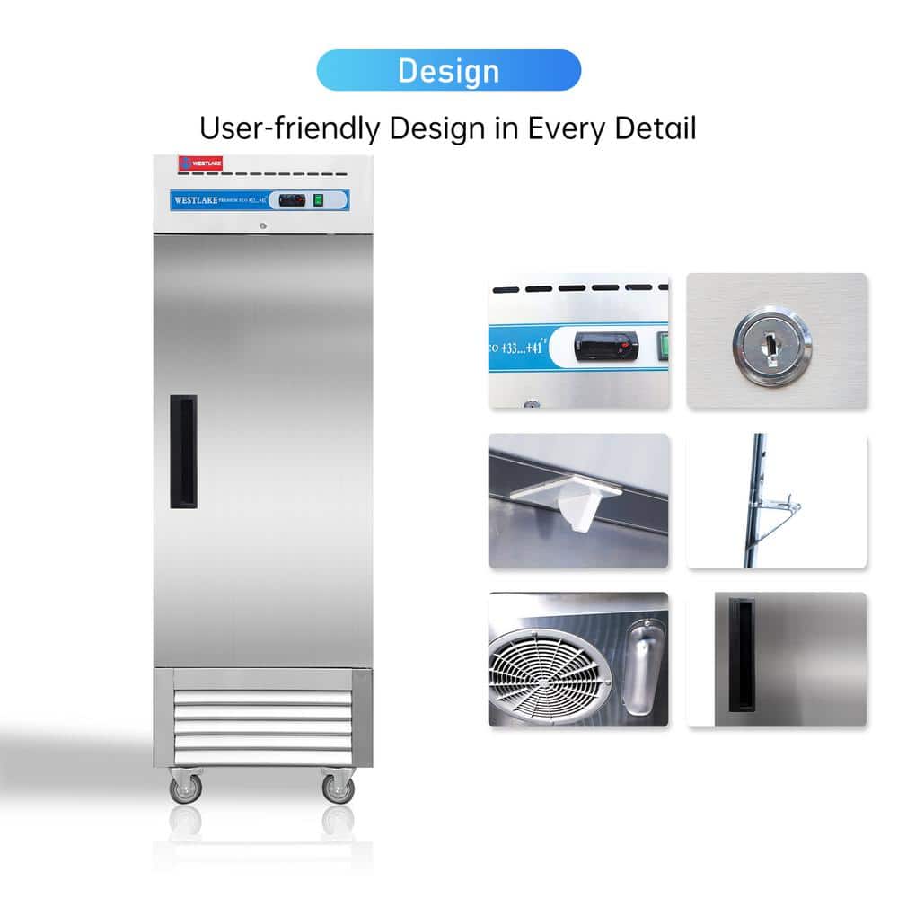 27" Stainless Steel Commercial Reach-In Refrigerator with Recessed Handle