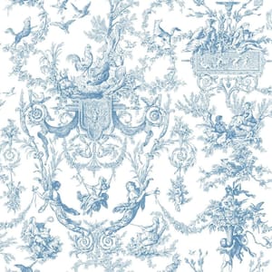 Tailored Collection Blue York Wallcoverings HO3361 Deep Sea Toile Wallpaper 