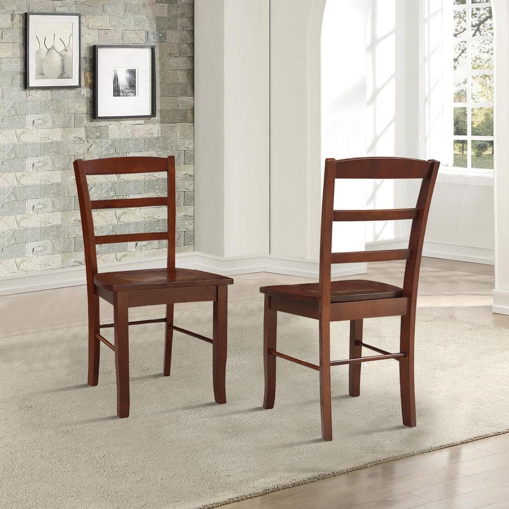 Espresso High Slat Solid Wood Ladderback Side Chair Set