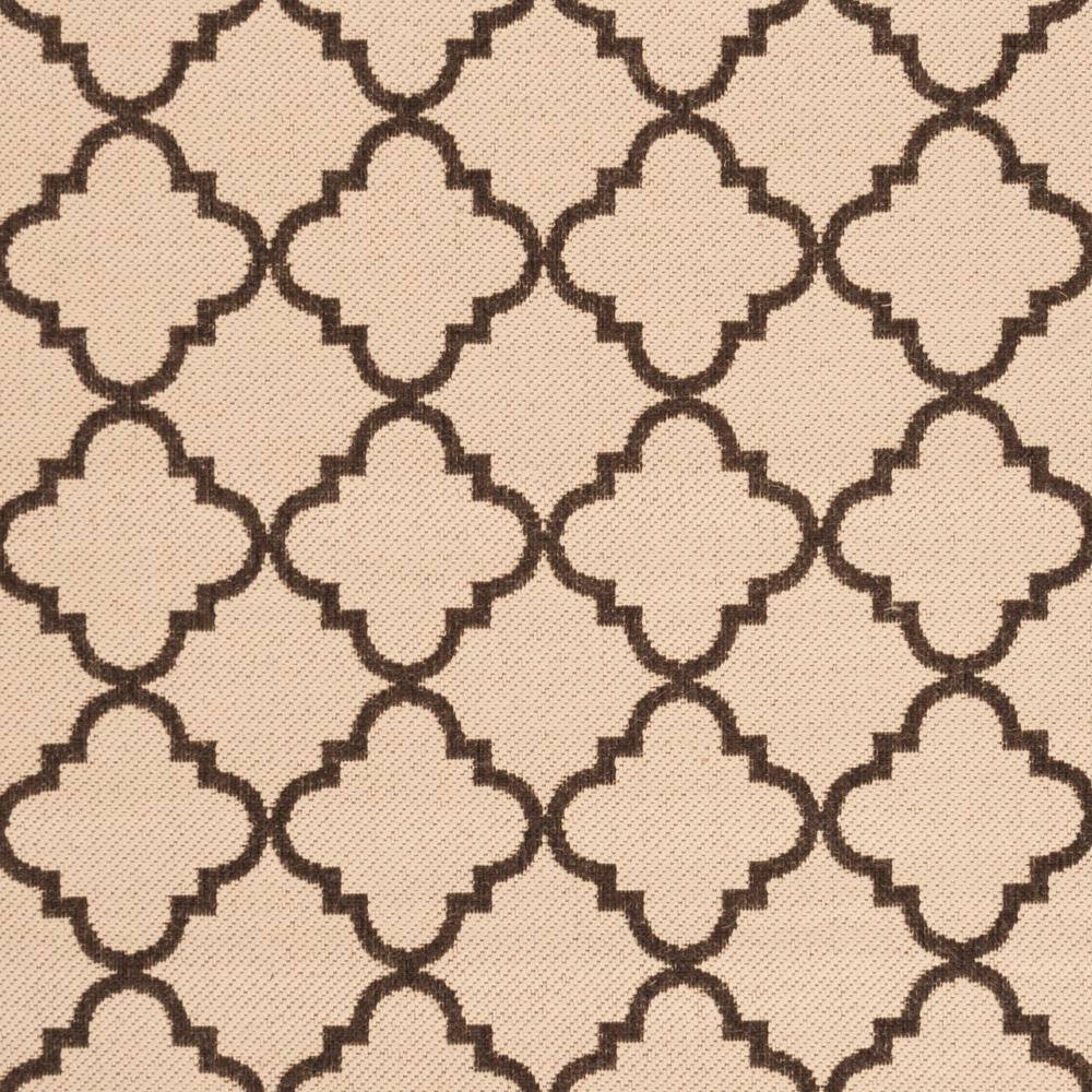 Cream and Brown Geometric Indoor/Outdoor Area Rug
