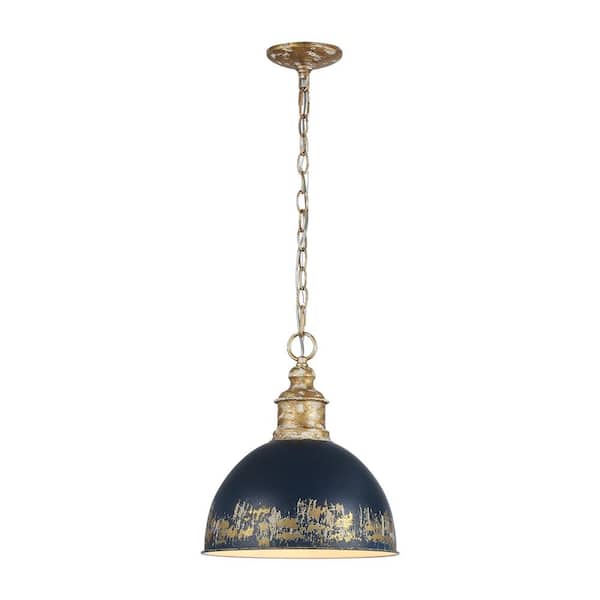 Alison 100-Watt 1-Light Vintage Gold Shaded Mini Pendant Light with Steel Shade and No Bulbs Included