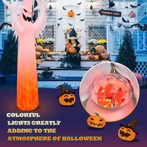 Pannow Halloween Inflatables Blow Up Ghost with Pumpkin and Boo Flag in The Hand for Halloween Outdoor Decorations 5Ft 