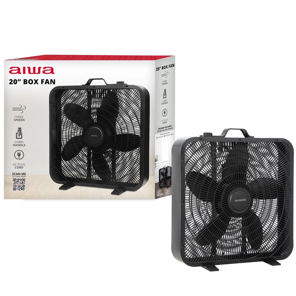 AIWA 20 in. High-Velocity Box Fan 3-Speed Cooling Floor Fan with