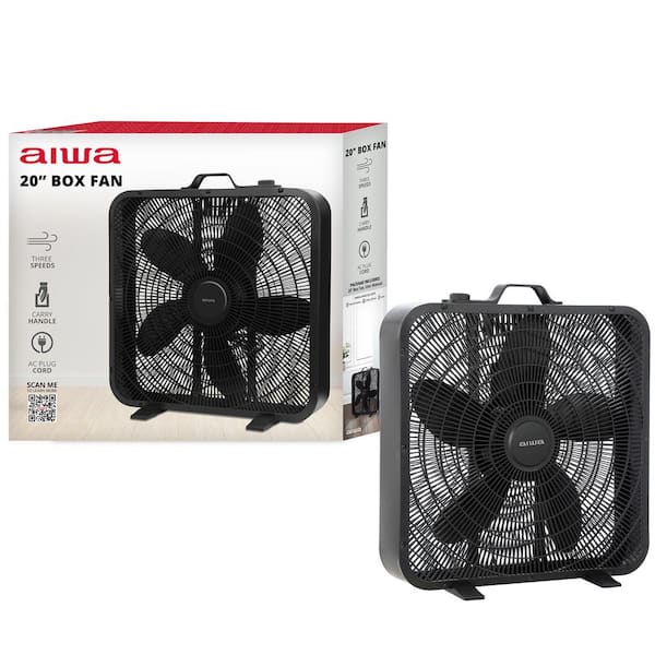20 in. High-Velocity Box Fan 3-Speed Cooling Floor Fan with Integrated Carry Handle Slim Design for Home, Office or Dorm