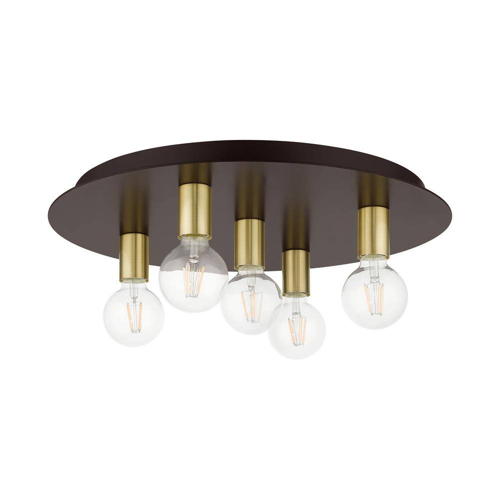 Bronze 5-Light Indoor/Outdoor Flush Mount Ceiling Fixture